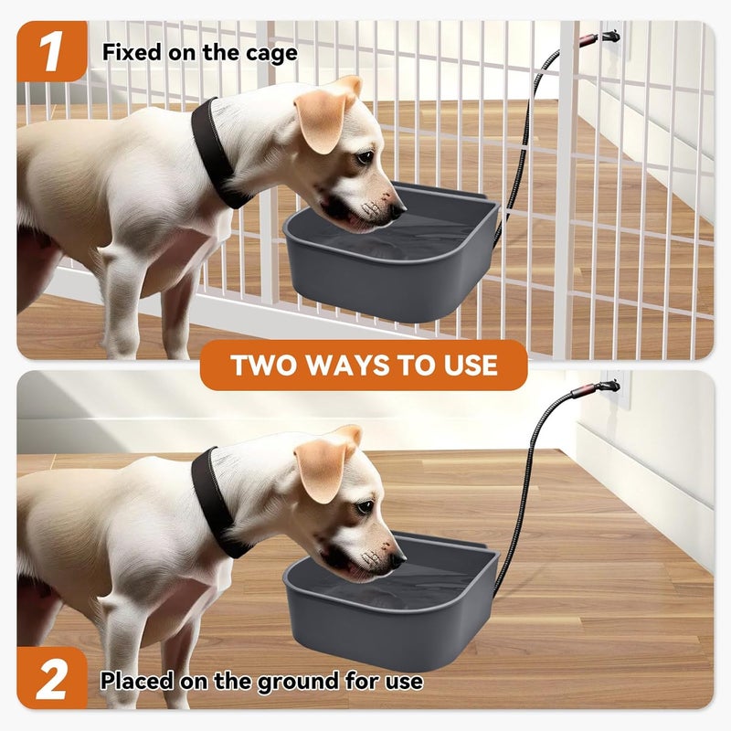 Billionchains Dog Heated Water Bowl for Crate Cage No Freeze Water Bowl for Outdoor 0.27 Gallon Hanging Heated Water Dish for Dogs/Cats/Chickens/Birds/Rabbits, Grey - Image 5